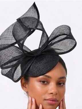 Beloved Millinery Beautiful Black Sculpted Ribbon Fascinator